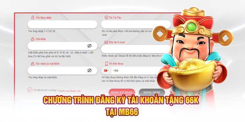 đăng ký tài khoản tặng 66K